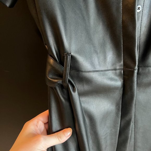 NWT Olivaceous Faux Leather Collared Dress - Picture 3 of 5